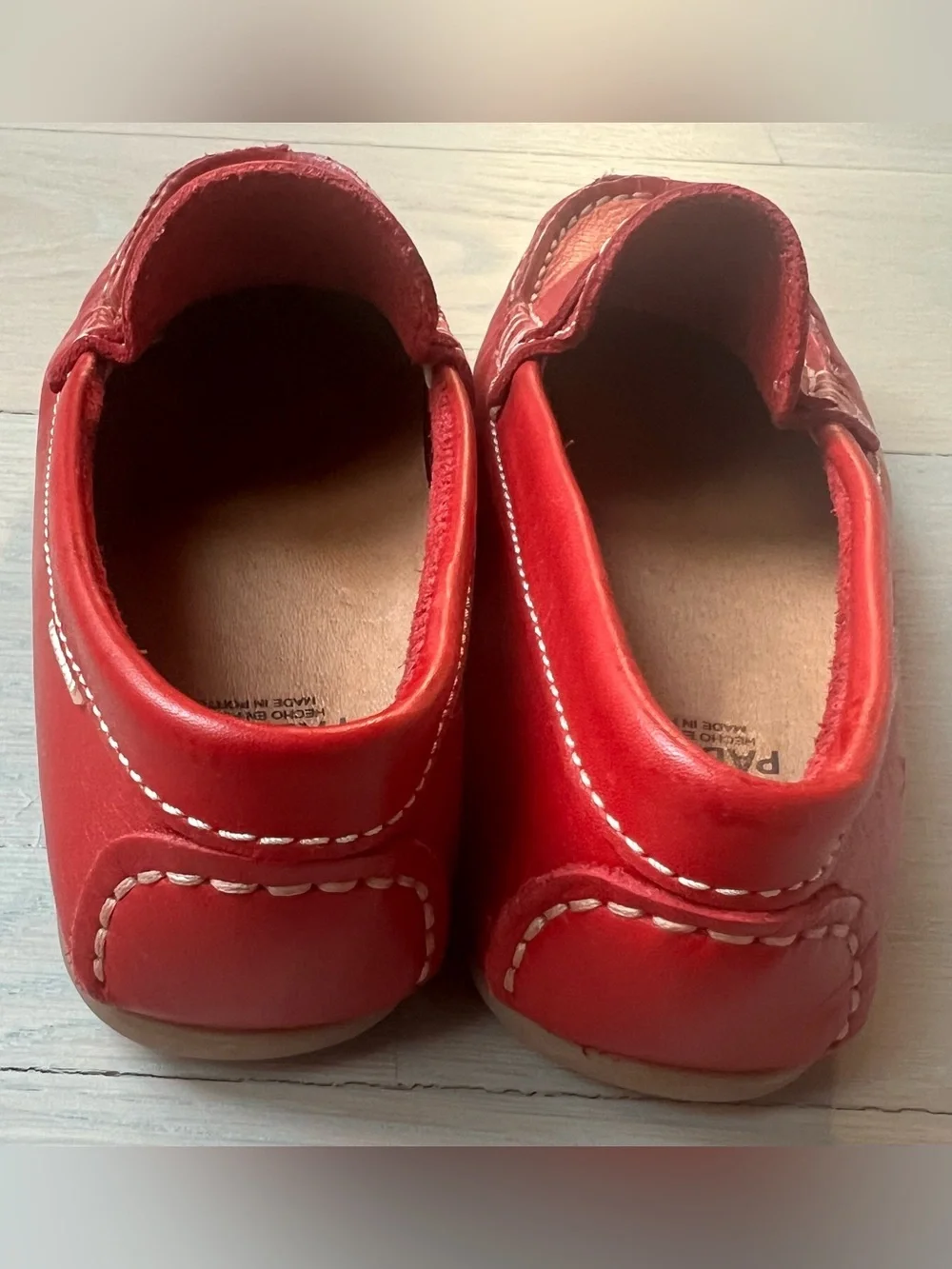 Red Leather Kids Moccassins